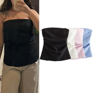 strapless tube top with blue,black, Pink, White color