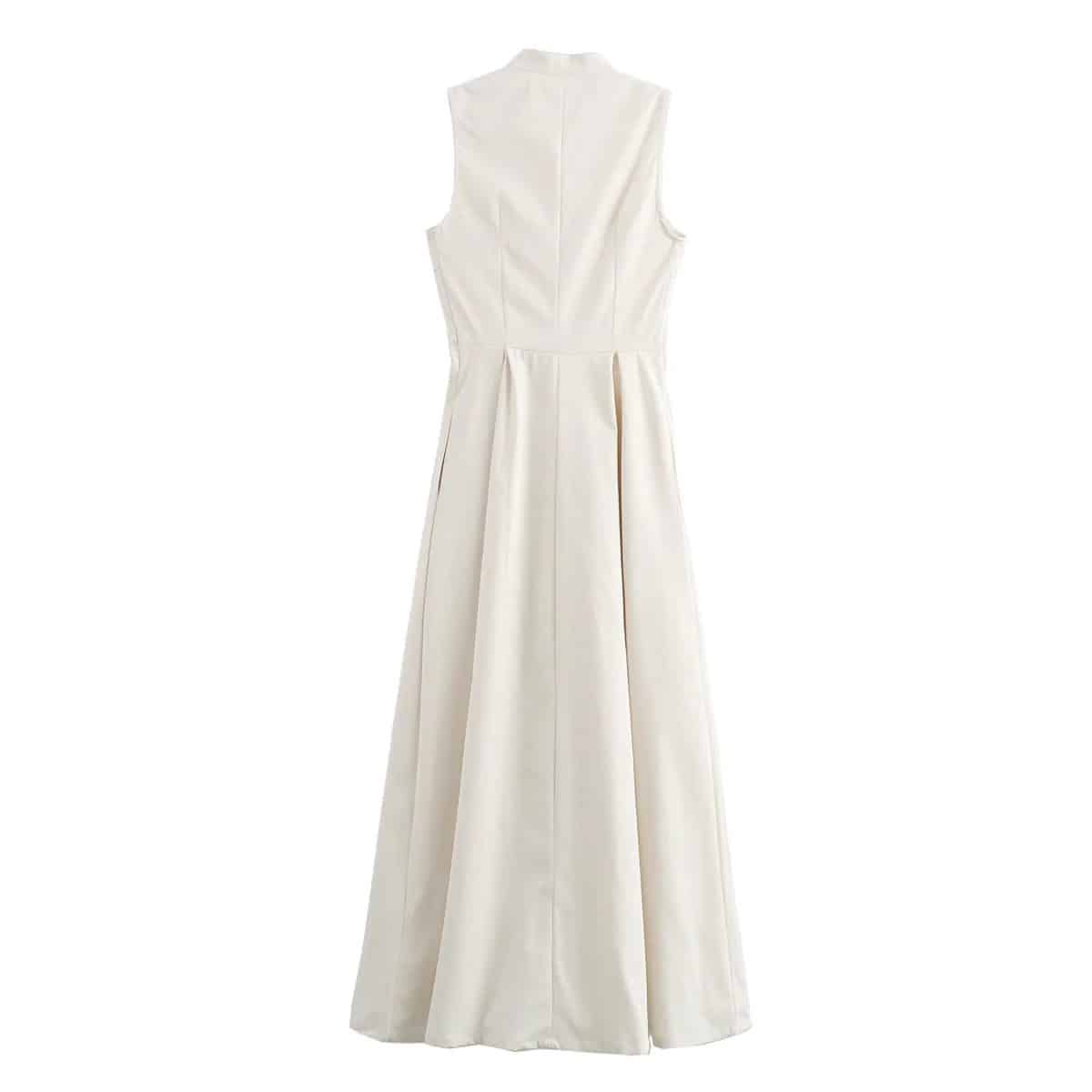 Sleeveless Maxi Dress with Zipper in Front A-Line Dress 5 Sleeveless Maxi Dress with Zipper in Front A-Line Dress - Image 5