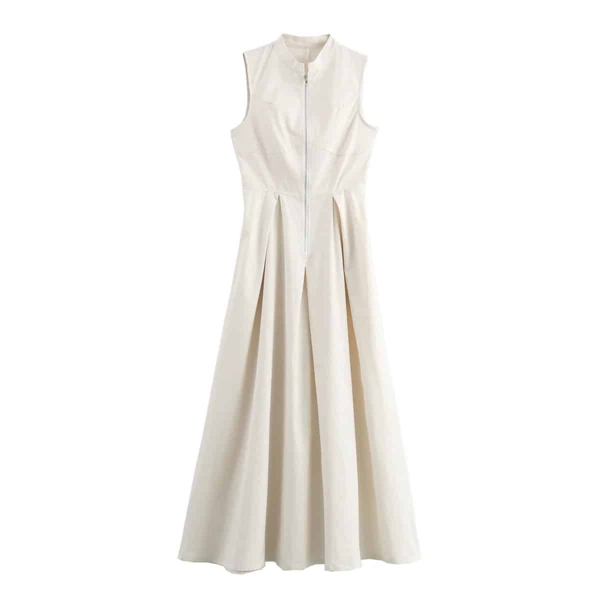 Sleeveless Maxi Dress with Zipper in Front A-Line Dress 6 Sleeveless Maxi Dress with Zipper in Front A-Line Dress - Image 6