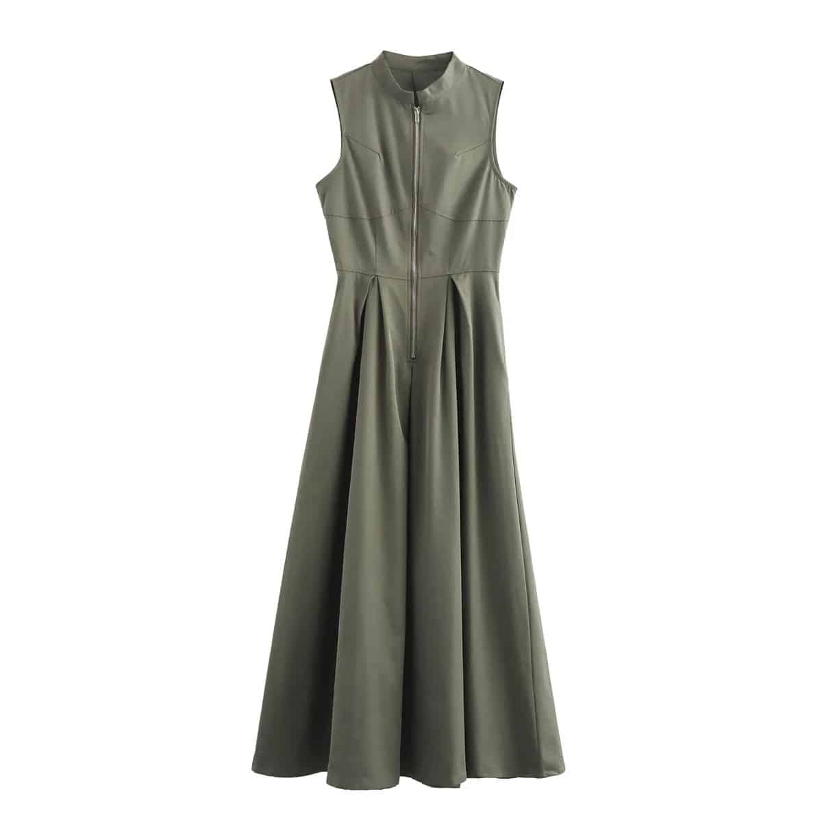 Sleeveless Maxi Dress with Zipper in Front A-Line Dress 7 Sleeveless Maxi Dress with Zipper in Front A-Line Dress - Image 7