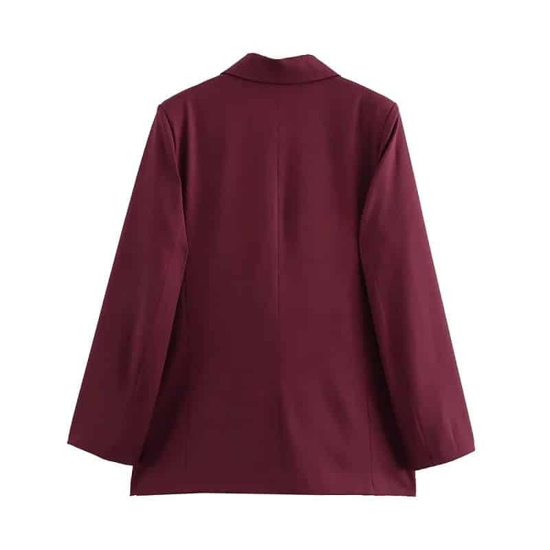 Burgundy Double-Breasted Peak Lapel Blazer 5 Peak Lapel Blazer-Back view