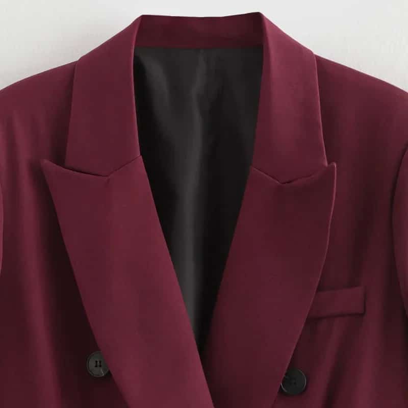 Burgundy Double-Breasted Peak Lapel Blazer 4 Peak Lapel Blazer Details