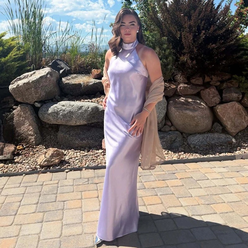 Alicia Satin Halter Maxi Dress-High-Neck Backless Long Dress 2 Alicia Satin Halter Maxi Dress-High-Neck Backless Long Dress - Image 2
