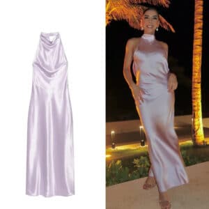Alicia Satin Halter Maxi Dress-High-Neck Backless Long Dress