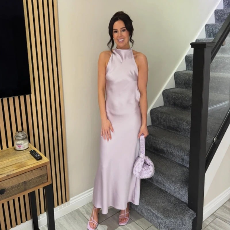 Alicia Satin Halter Maxi Dress-High-Neck Backless Long Dress 3 Alicia Satin Halter Maxi Dress-High-Neck Backless Long Dress - Image 3