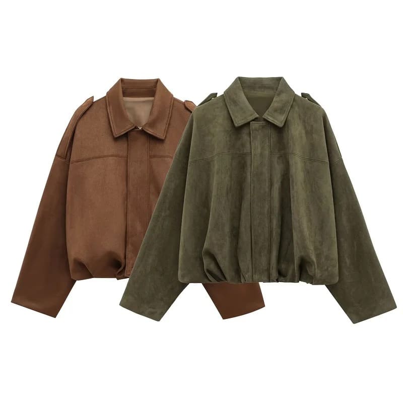 Vintage Faux Women's Suede Bomber Jacket 4 Women's Suede Bomber Jacket