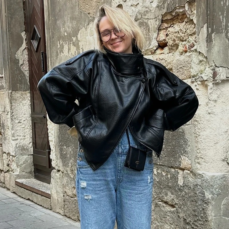 High Neck Leather Bomber Jacket 5 leather bomber jacket high neck-black color