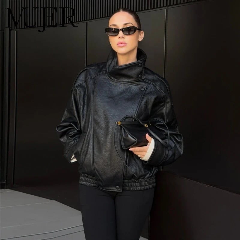 High Neck Leather Bomber Jacket 2 leather bomber jacket high neck
